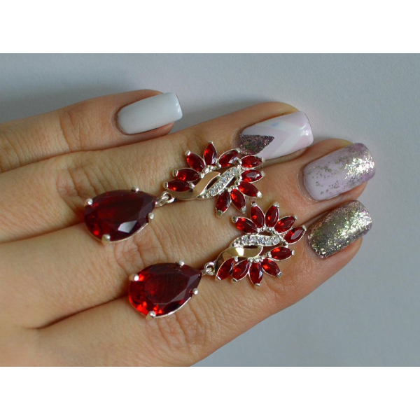 Серебряные серьги с золотыми вставками (170с)