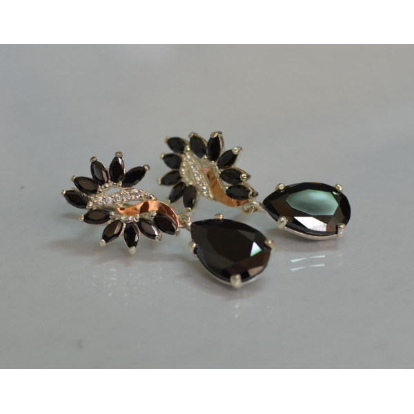 Серебряные серьги с золотыми вставками (170с)