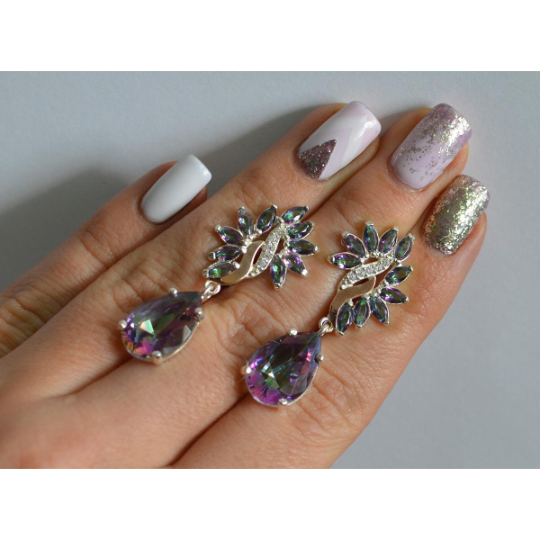 Серебряные серьги с золотыми вставками (170с)