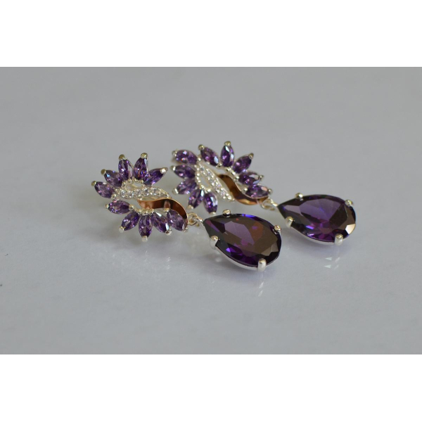 Серебряные серьги с золотыми вставками (170с)