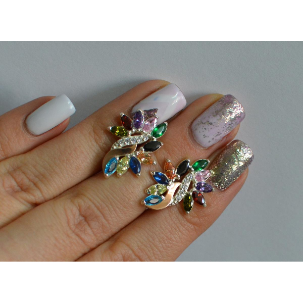 Серьги серебряные  с золотыми вставками170c2 (170с2)