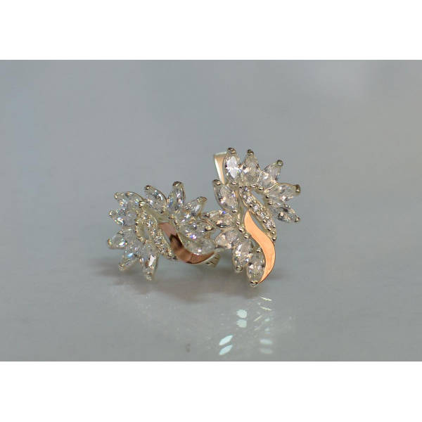 Серьги серебряные  с золотыми вставками170c2 (170с2)