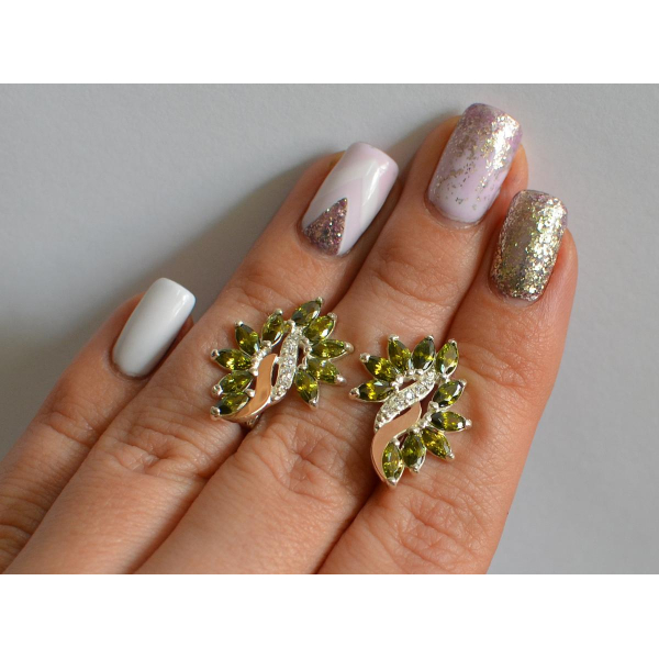 Серьги серебряные  с золотыми вставками170c2 (170с2)