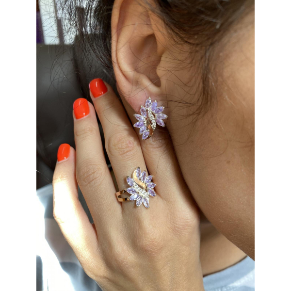 Серьги серебряные  с золотыми вставками170c2 (170с2)