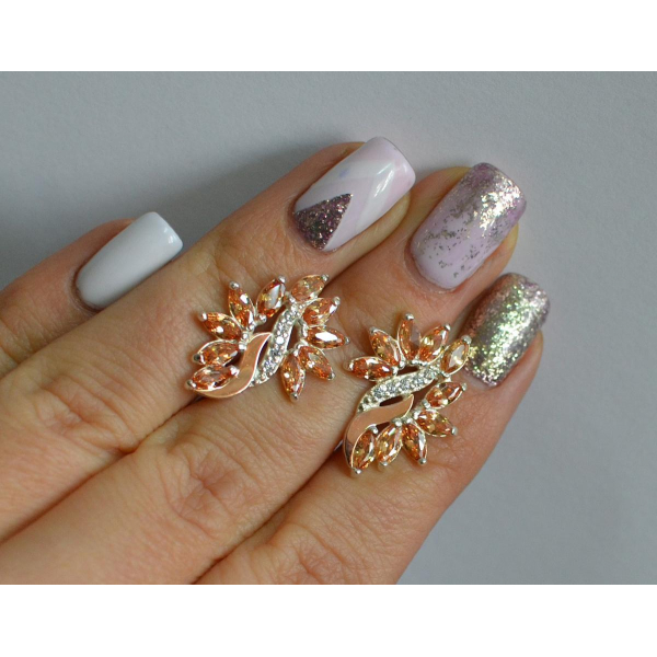 Серьги серебряные  с золотыми вставками170c2 (170с2)