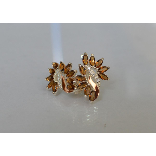 Серьги серебряные  с золотыми вставками170c2 (170с2)