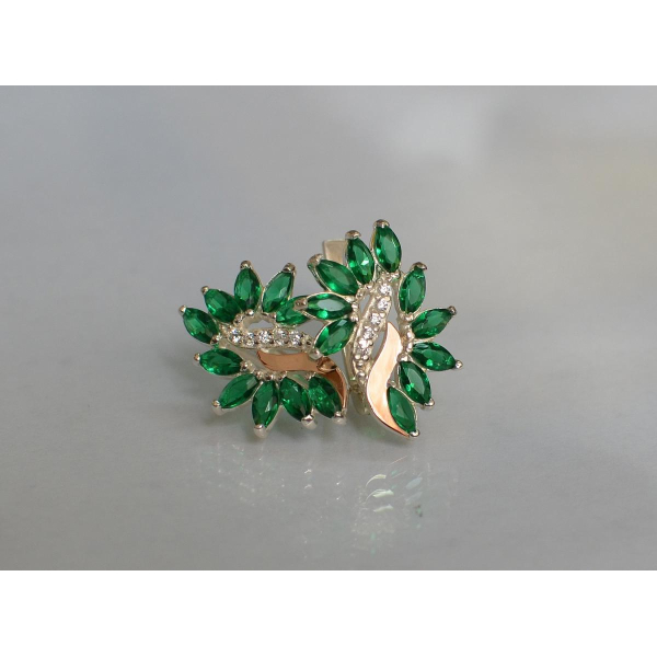 Серьги серебряные  с золотыми вставками170c2 (170с2)