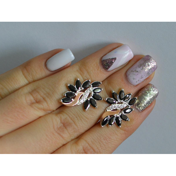 Серьги серебряные  с золотыми вставками170c2 (170с2)