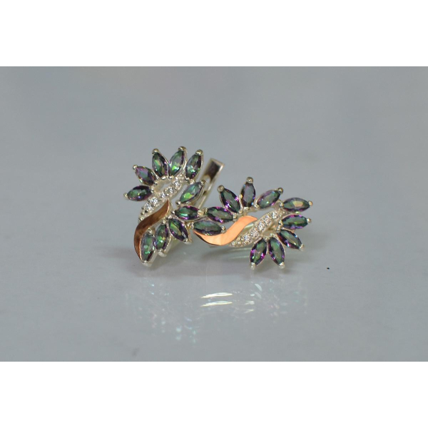 Серьги серебряные  с золотыми вставками170c2 (170с2)