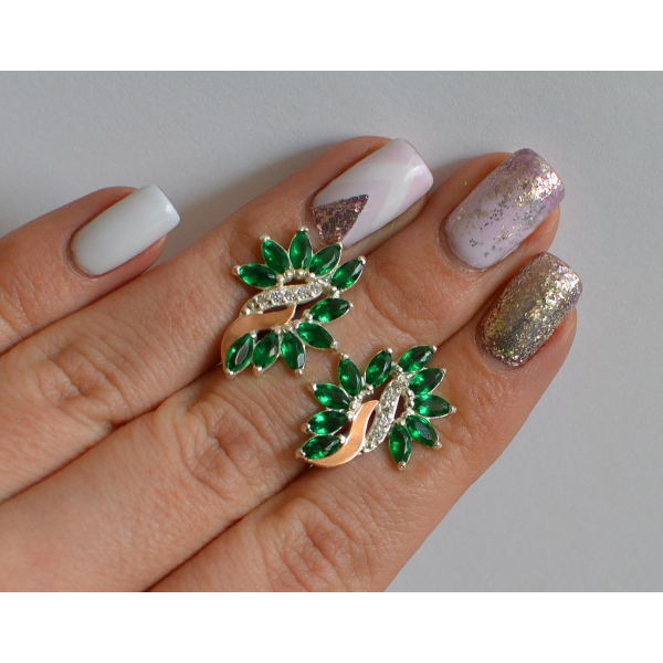 Серьги серебряные  с золотыми вставками170c2 (170с2)