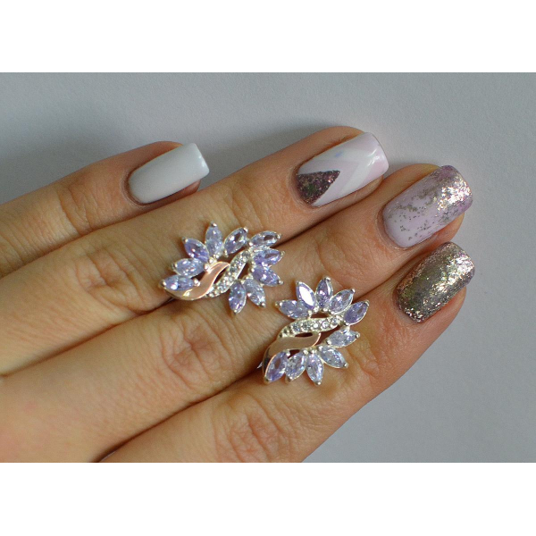 Серьги серебряные  с золотыми вставками170c2 (170с2)