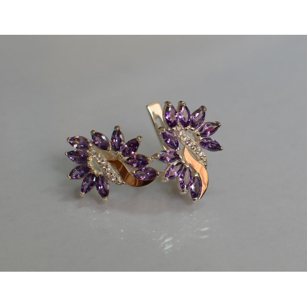 Серьги серебряные  с золотыми вставками170c2 (170с2)