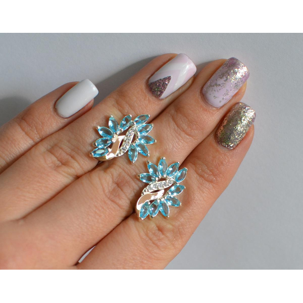 Серьги серебряные  с золотыми вставками170c2 (170с2)