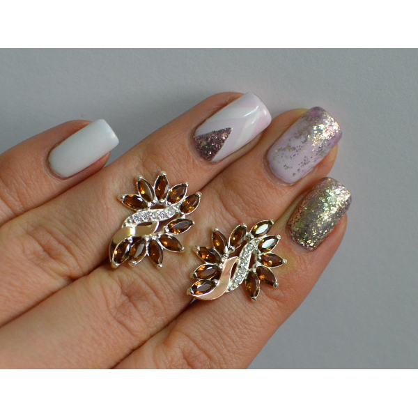 Серьги серебряные  с золотыми вставками170c2 (170с2)