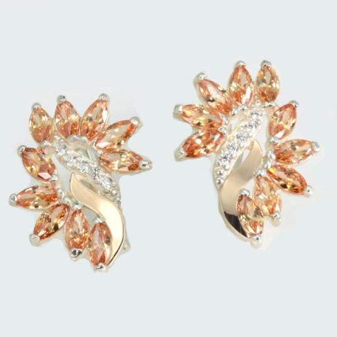 Серьги серебряные  с золотыми вставками170c2