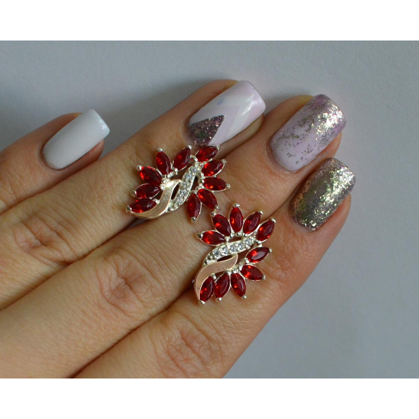 Серьги серебряные  с золотыми вставками170c2 (170с2)