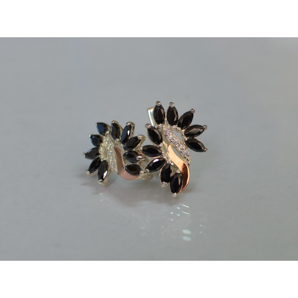 Серьги серебряные  с золотыми вставками170c2 (170с2)