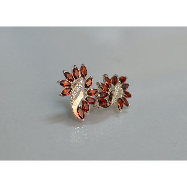 Серьги серебряные  с золотыми вставками170c2 (170с2)