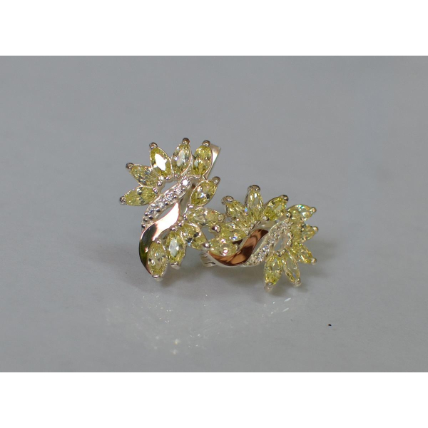 Серьги серебряные  с золотыми вставками170c2 (170с2)