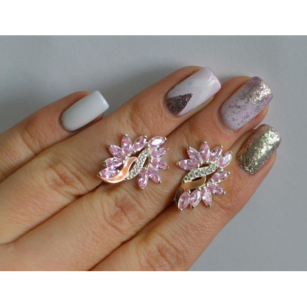 Серьги серебряные  с золотыми вставками170c2 (170с2)