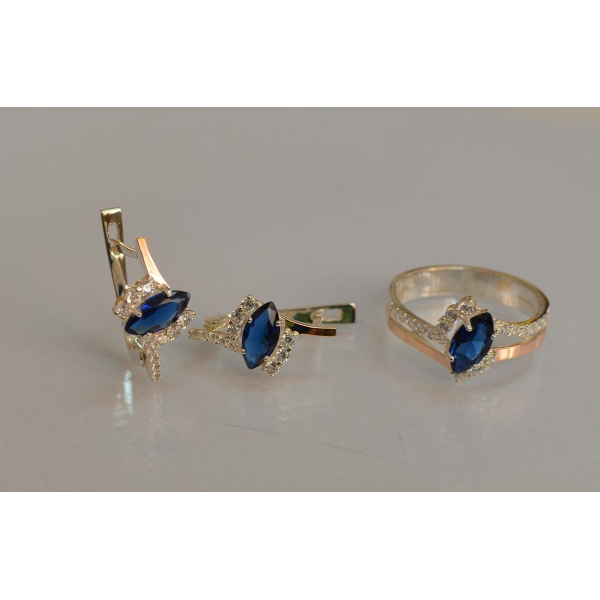 Серебряный набор с золотыми пластинами (171)