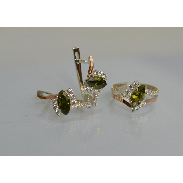 Серебряный набор с золотыми пластинами (171)