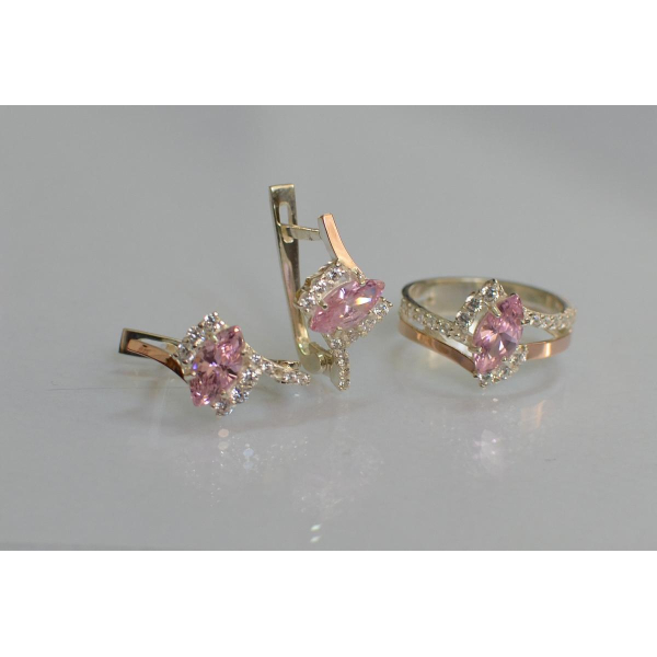 Серебряный набор с золотыми пластинами (171)