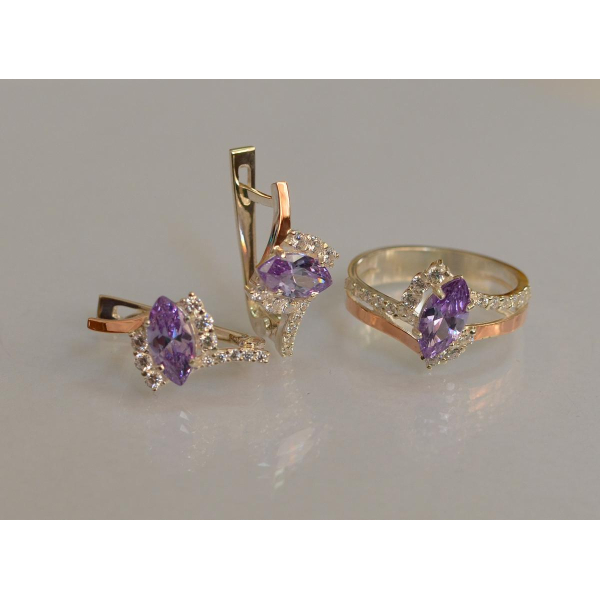 Серебряный набор с золотыми пластинами (171)