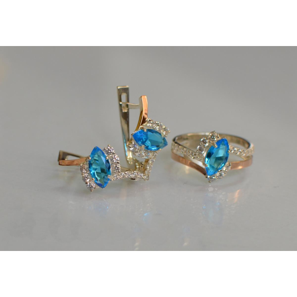 Серебряный набор с золотыми пластинами (171)