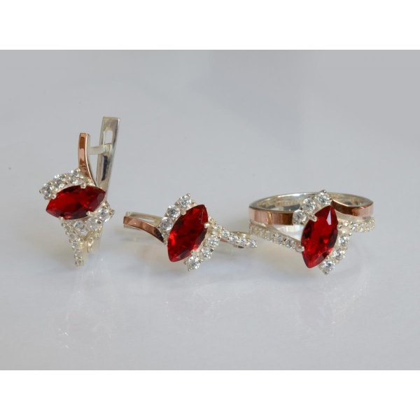 Серебряный набор с золотыми пластинами (171)