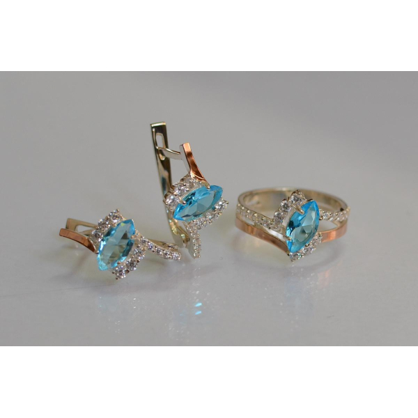 Серебряный набор с золотыми пластинами (171)