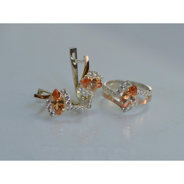 Серебряный набор с золотыми пластинами (171)