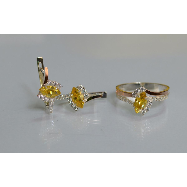 Серебряный набор с золотыми пластинами (171)