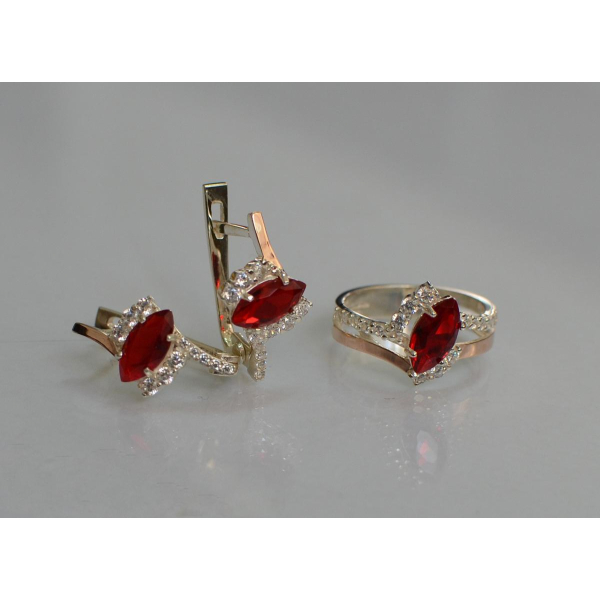 Серебряный набор с золотыми пластинами (171)