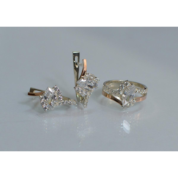 Серебряный набор с золотыми пластинами (171)