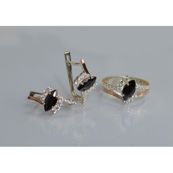 Серебряный набор с золотыми пластинами (171)