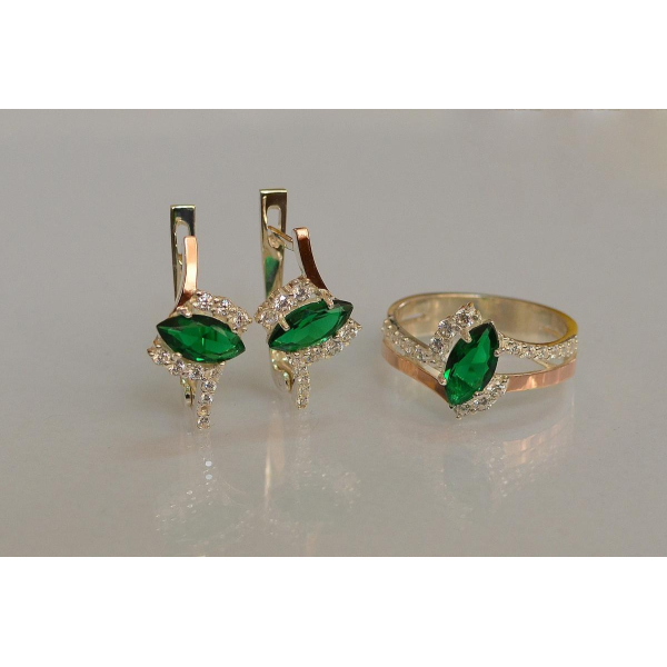 Серебряный набор с золотыми пластинами (171)