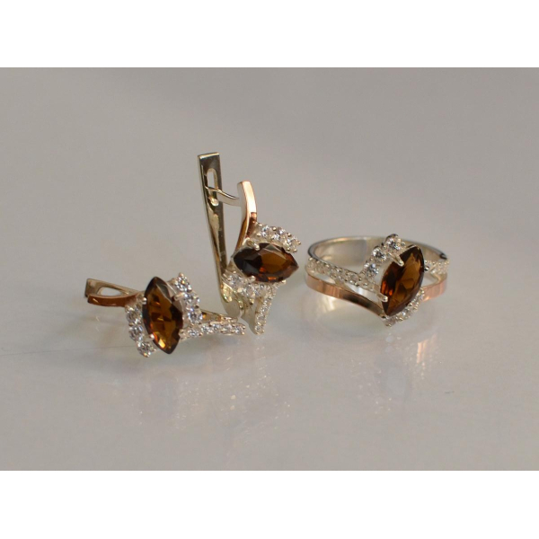 Серебряный набор с золотыми пластинами (171)