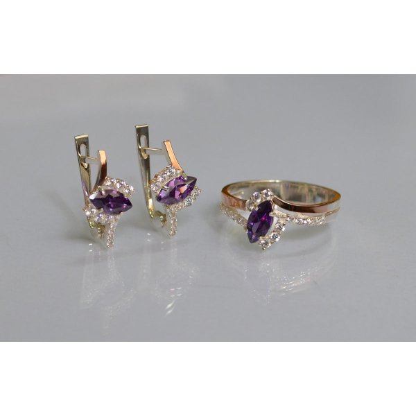 Серебряный набор с золотыми пластинами (171)