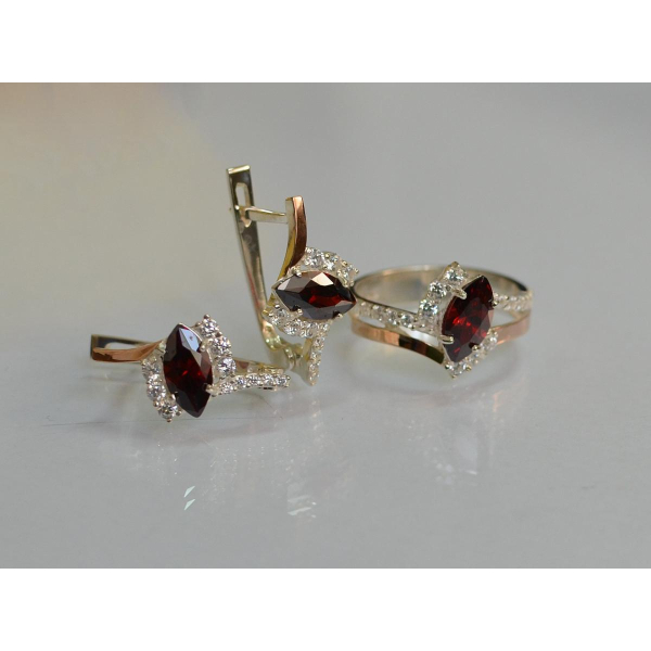 Серебряный набор с золотыми пластинами (171)