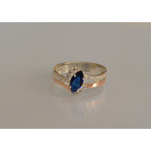 Серебряное кольцо с золотыми вставками (171к)