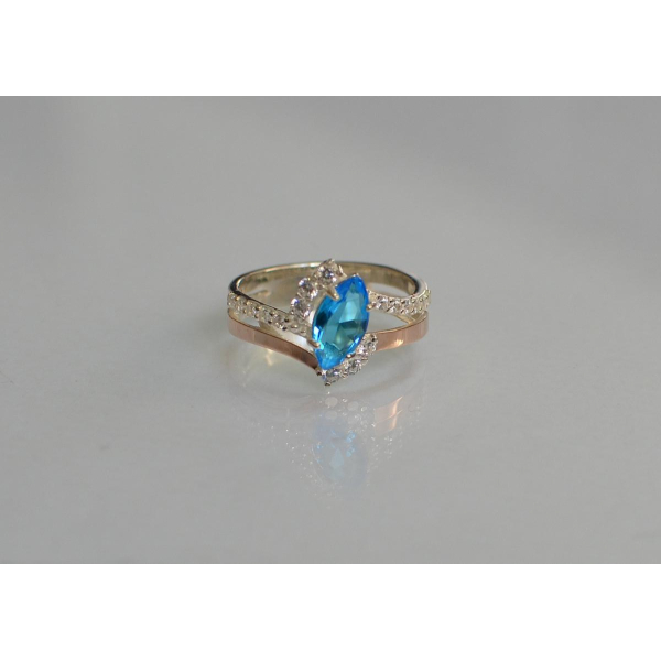 Серебряное кольцо с золотыми вставками (171к)