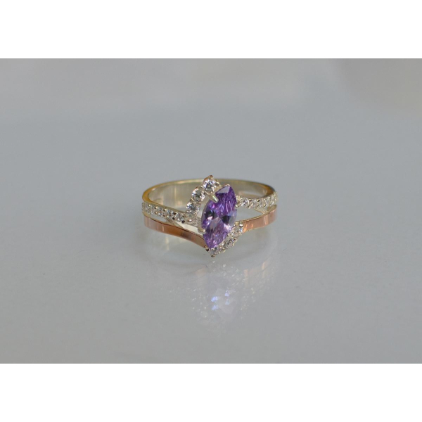 Серебряное кольцо с золотыми вставками (171к)