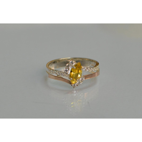 Серебряное кольцо с золотыми вставками (171к)