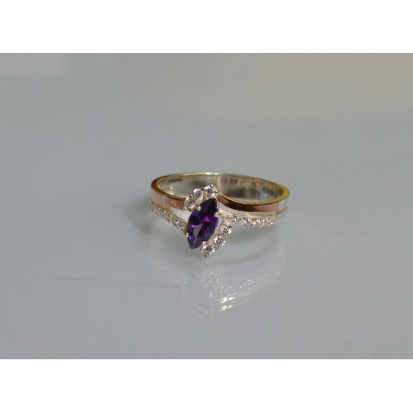 Серебряное кольцо с золотыми вставками (171к)