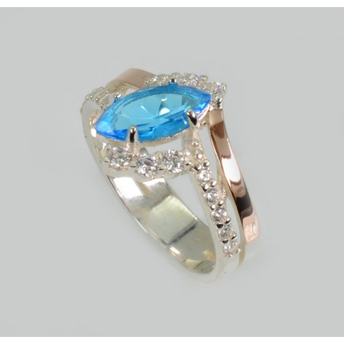 Серебряное кольцо с золотыми вставками