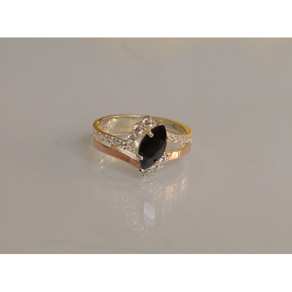 Серебряное кольцо с золотыми вставками (171к)