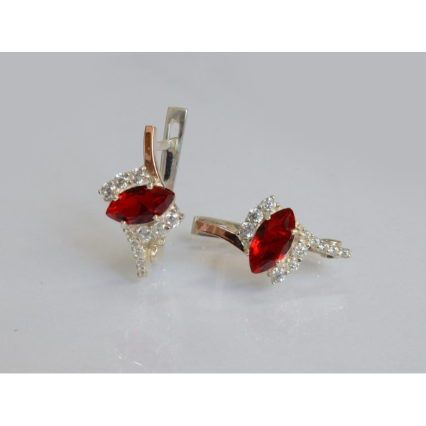 Серебряные серьги с золотыми вставками (171с)