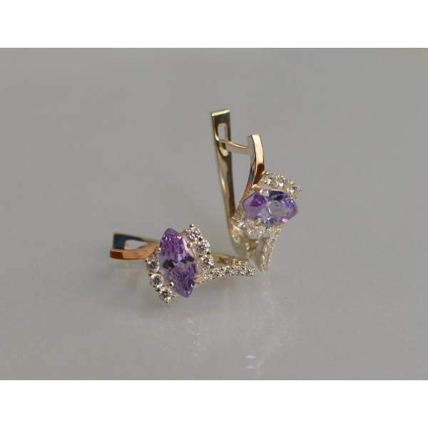 Серебряные серьги с золотыми вставками (171с)