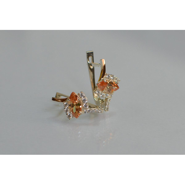 Серебряные серьги с золотыми вставками (171с)